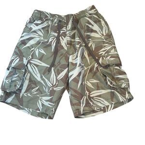 Island Shores Men's Camouflage Swim Trunks Green Size S